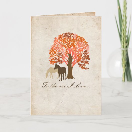 2頭の馬ロマンチックなバレンタインデーのカード シーズンカード (正面)