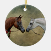 2頭の馬絵画を超える。 セラミックオーナメント (正面)