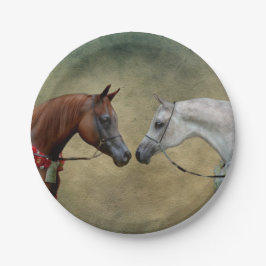 2頭の馬絵画を超える。 ペーパープレート