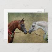 2頭の馬絵画を超える。 ポストカード (正面/裏面)