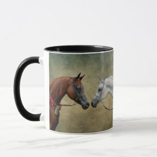 2頭の馬絵画を超える。 マグカップ