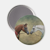 2頭の馬絵画を超える。 マグネット (正面/裏面)