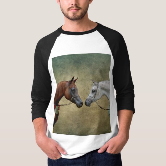2頭の馬絵画を超える。 Tシャツ (正面)
