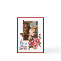 2頭の馬 – 明るく幸せなクリスマスカード