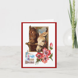 2頭の馬 – 明るく幸せなクリスマスカード シーズンカード