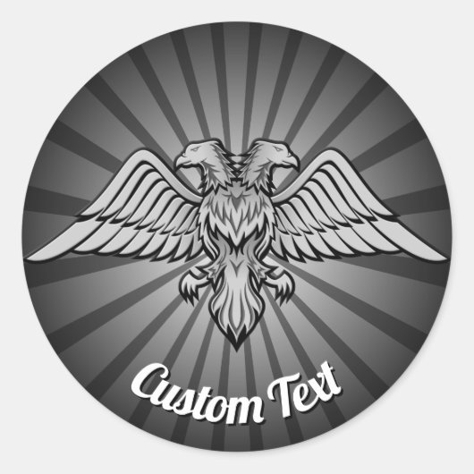 2頭ステッカー付きグレーイーグル ラウンドシール (正面)