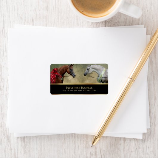 2頭絵画の馬。 ラベル (インサイチュ)