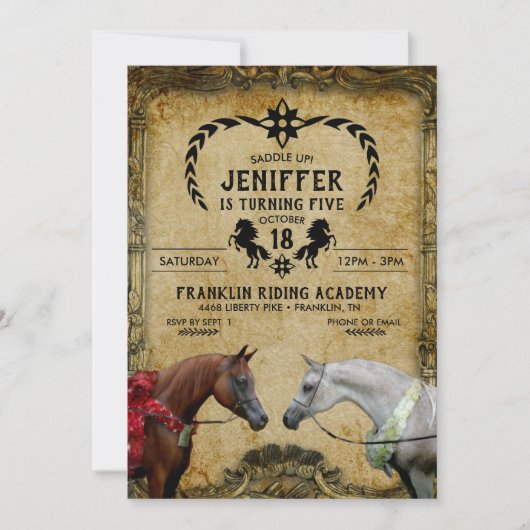 2頭絵画の馬。                       招待状 (正面)