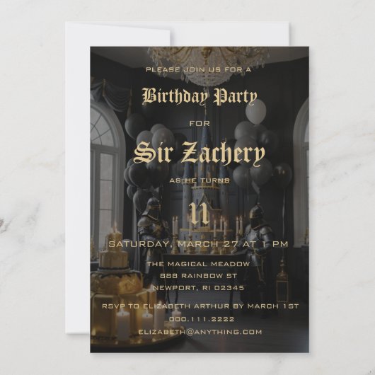 *~* 2騎士AP88城中世テーマ誕生日 招待状 (裏面)