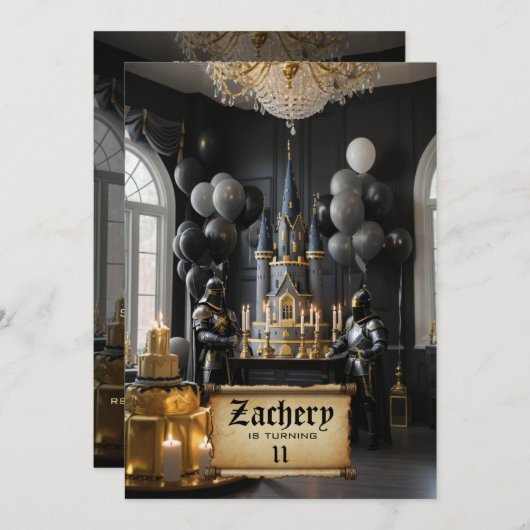 *~* 2騎士AP88城中世テーマ誕生日 招待状 (正面/裏面)