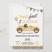 2高速イエローレースカー2nd誕生日パーティー 招待状 (正面)