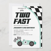2高速グリーンレースカー誕生日パーティーの招待 招待状 (正面)