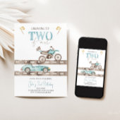 2高速ダートバイクレースカー誕生日招待状 招待状