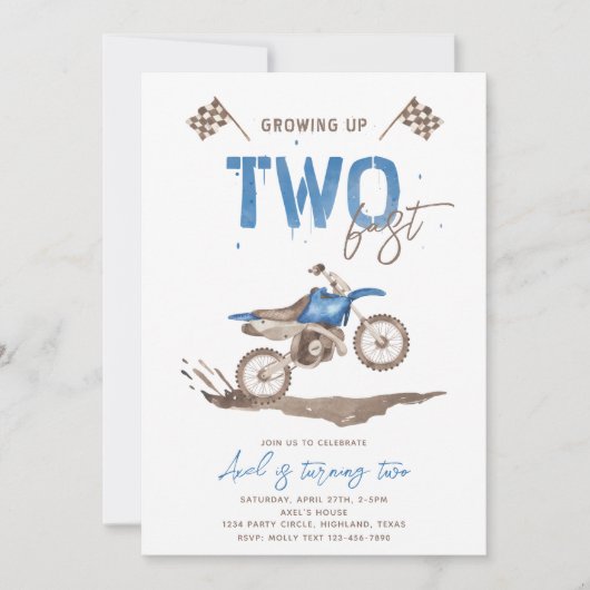 2高速ダートバイク誕生日招待状 招待状 (正面)