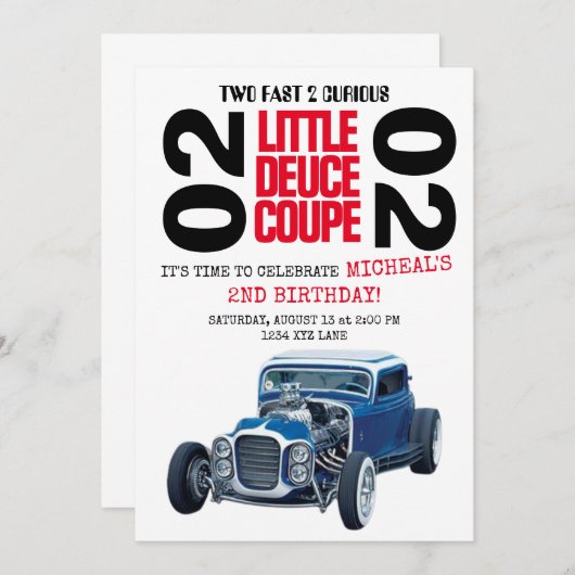 2高速デューセクーペカー2nd誕生日の招待状 招待状 (正面/裏面)
