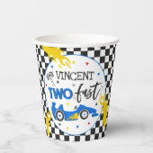 2高速バースデーパーティーブルーレースカー2nd誕生日 紙コップ (正面)