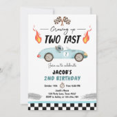 2高速バースデーパーティーレースカー2nd誕生日 招待状 (正面)