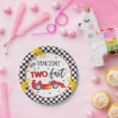 2高速バースデーパーティー赤いレースカー2nd誕生日 ペーパープレート (パーティー)