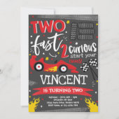 2高速バースデーパーティー赤いレースカー2nd誕生日 招待状 (正面)