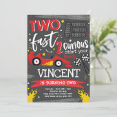 2高速バースデーパーティー赤いレースカー2nd誕生日 招待状 (スタンド正面)