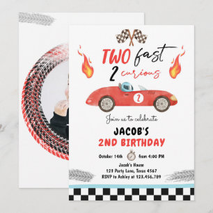 2高速バースデーパーティー赤いレースカー2nd誕生日 招待状