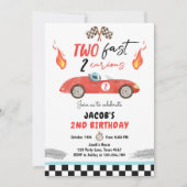 2高速バースデーパーティー赤いレースカー2nd誕生日 招待状 (正面)