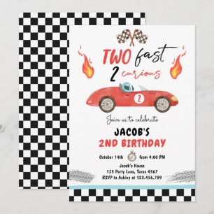 2高速バースデーパーティー赤いレースカー2nd誕生日 招待状