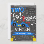 2高速バースデーパーティー赤いレースカー2nd誕生日 招待状 (正面)