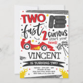 2高速バースデーパーティー赤いレースカー2nd誕生日 招待状 (正面)