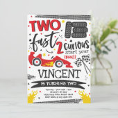 2高速バースデーパーティー赤いレースカー2nd誕生日 招待状 (スタンド正面)