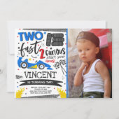 2高速バースデーパーティー赤いレースカー2nd誕生日 招待状 (正面)