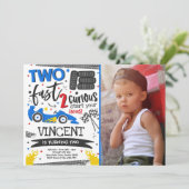 2高速バースデーパーティー赤いレースカー2nd誕生日 招待状 (スタンド正面)