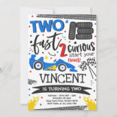 2高速バースデーパーティー赤いレースカー2nd誕生日 招待状 (正面)