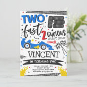 2高速バースデーパーティー赤いレースカー2nd誕生日 招待状 (スタンド正面)