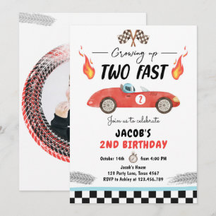 2高速バースデーパーティー赤いレースカー2nd誕生日 招待状