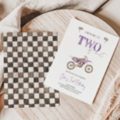 2高速パープルダートバイク誕生日招待状 招待状