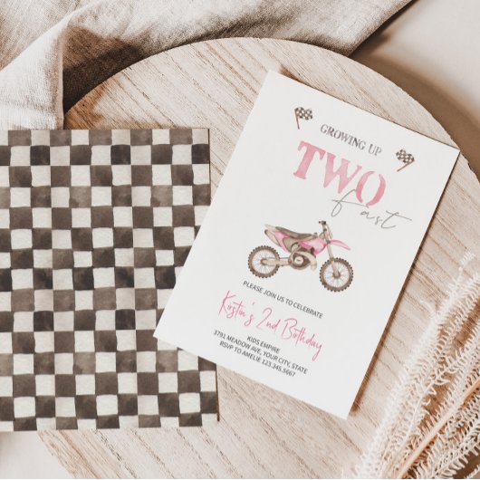 2高速ピンクダートバイク誕生日招待状 招待状