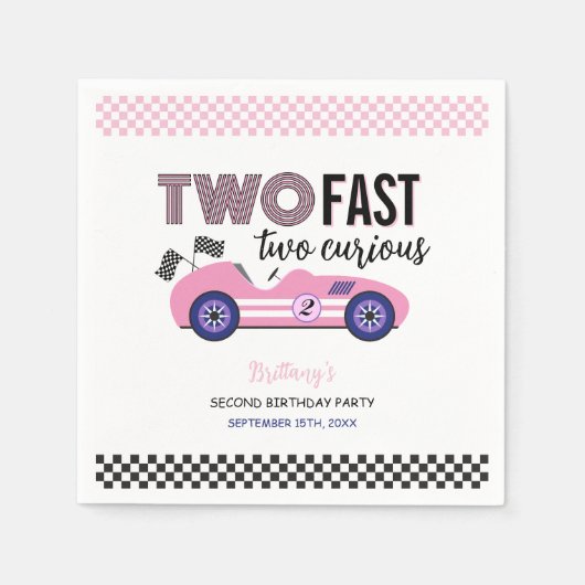 2高速ピンクレースカー第2誕生日 スタンダードカクテルナプキン (正面)