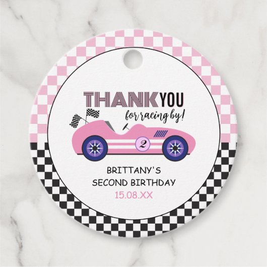 2高速ピンクレースカー第2誕生日 フェイバータグ (正面)
