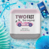 2高速ピンクレースカー第2誕生日 ペーパープレート (パーティー)