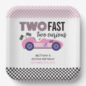 2高速ピンクレースカー第2誕生日 ペーパープレート (正面)