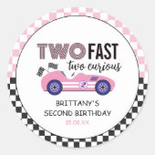 2高速ピンクレースカー第2誕生日 ラウンドシール (正面)
