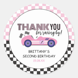 2高速ピンクレースカー第2誕生日 ラウンドシール