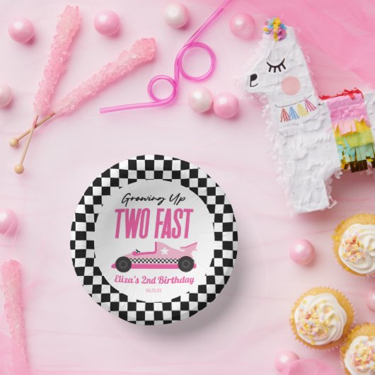 2高速ピンクレースカー2nd誕生日パーティー ペーパーボウル (パーティー)