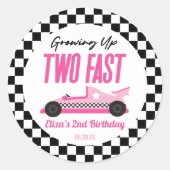 2高速ピンクレースカー2nd誕生日パーティー ラウンドシール (正面)