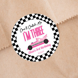 2高速ピンクレースカー2nd誕生日パーティー ラウンドシール