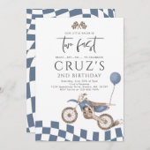 2高速ブルーダートバイクボーイ2nd誕生日パーティー 招待状 (正面/裏面)
