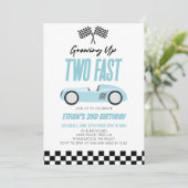 2高速ブルーレーサーレースカー2nd誕生日パーティー 招待状 (スタンド正面)