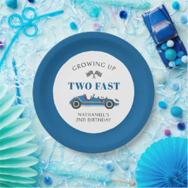 2高速ブルーレーシングカー2nd誕生日 ペーパープレート
