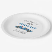 2高速ブルーレーシングカー2nd誕生日 ペーパープレート (アングル)